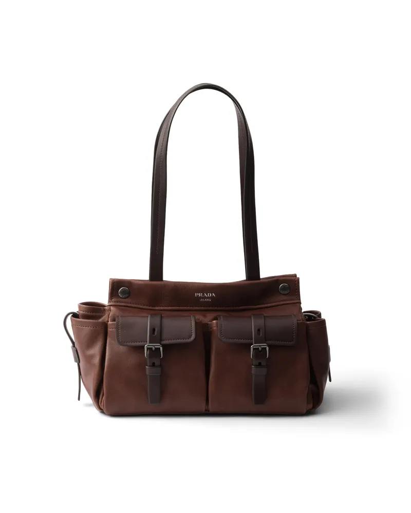 Prada Route Tote Bag Aus Leder, Damen, Kakaobraun Kakaobraun