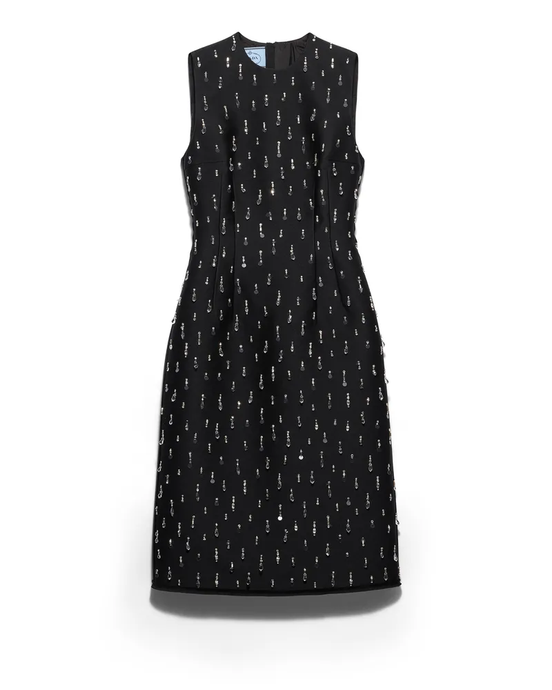 Prada Besticktes Kleid Aus Scuba-stoff , Damen, Schwarz, Größe Schwarz