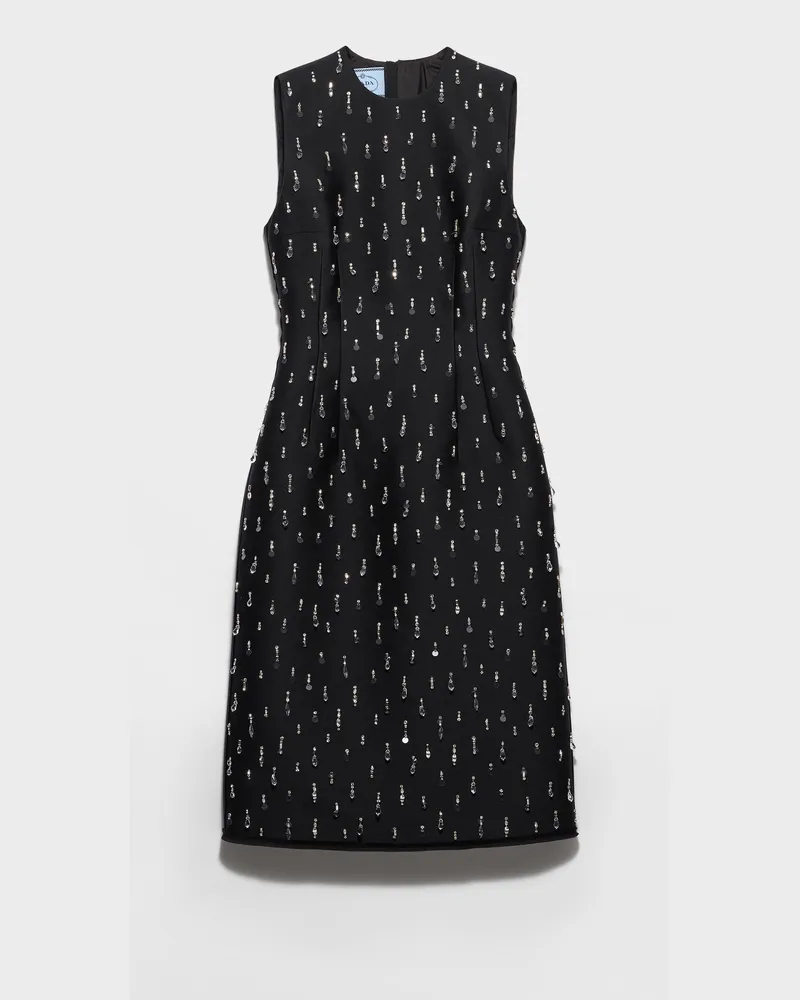 Prada Besticktes Kleid aus Scuba-Stoff Schwarz