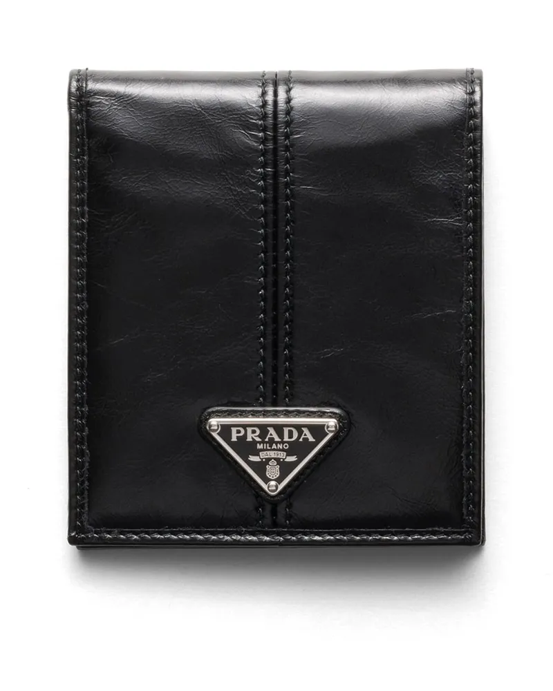 Prada Lederbrieftasche Mit Münzfach, Herren, Schwarz Schwarz