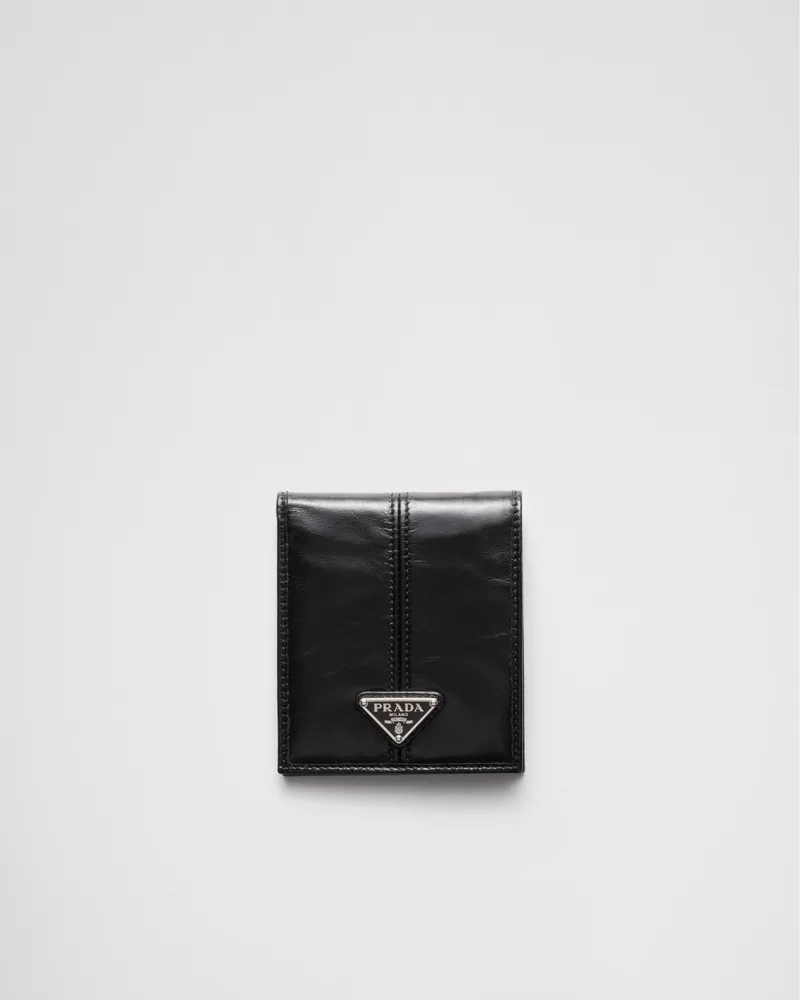 Prada Lederbrieftasche mit Münzfach Schwarz