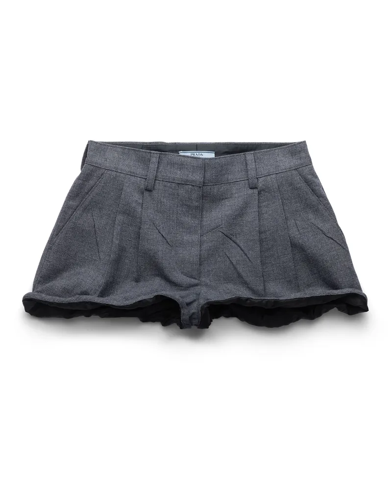 Prada Shorts Aus Grisaille Und Antikisiertem Satin, Damen, Anthrazitgrau, Größe Anthrazitgrau