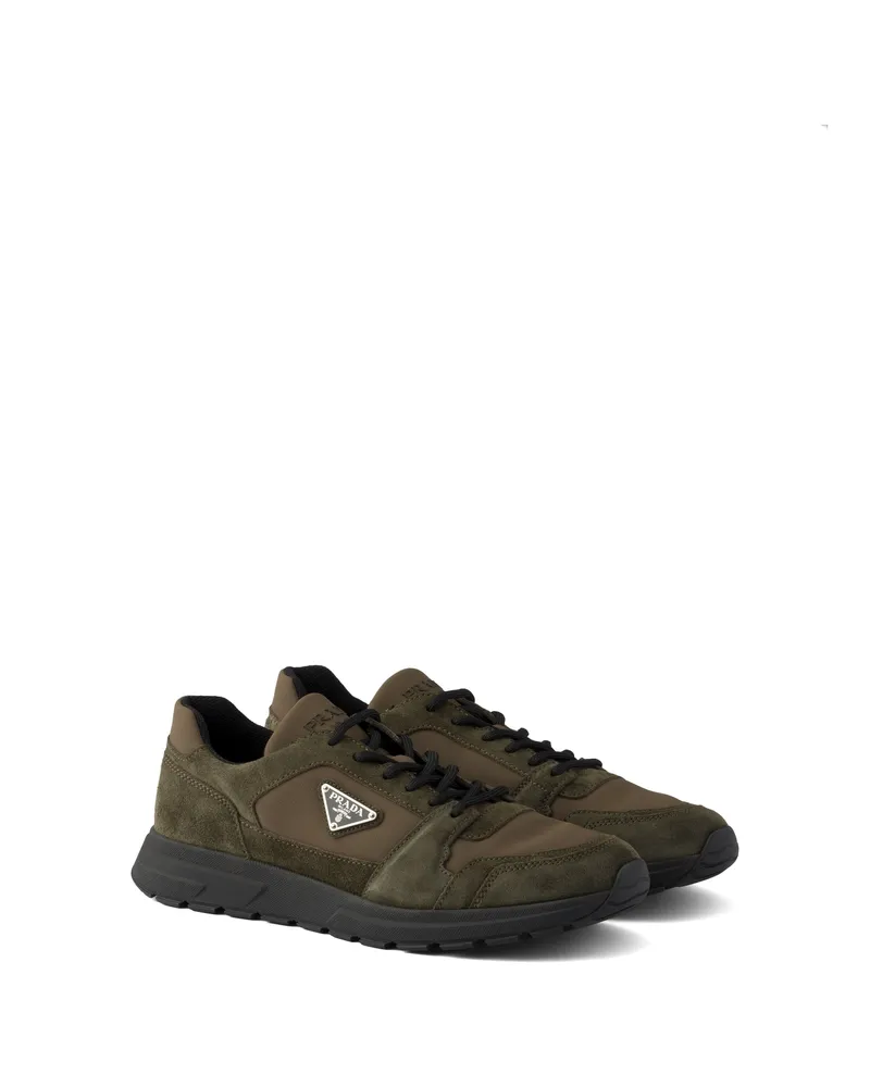 Prada Prax-sneaker Aus Wildleder Und Re-nylon, Herren, Selva Grün, Größe 12 Selva