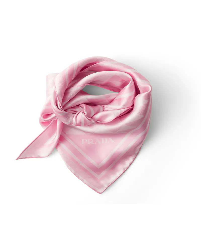 Prada Schal Aus Bedruckter Seide, Damen, Alabaster/weiss Alabaster