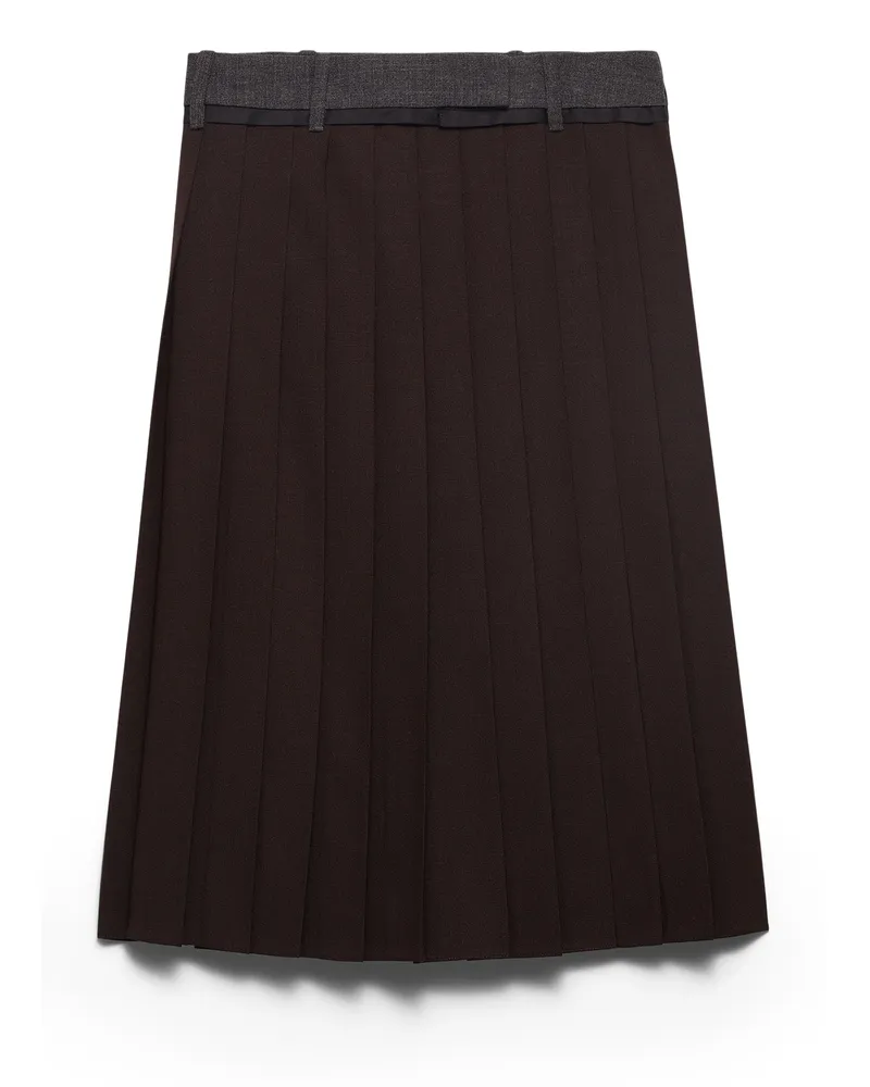 Prada Faltenrock Mit Rush-stich In Midilänge, Damen, Ebenholz, Größe Ebenholz