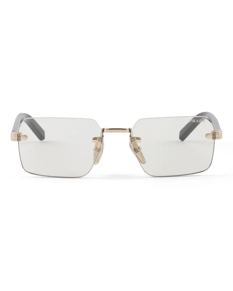 Prada Sonnenbrille Mit Der Ikonischen Plakette Aus Metall, Herren, Blu Ray Blu