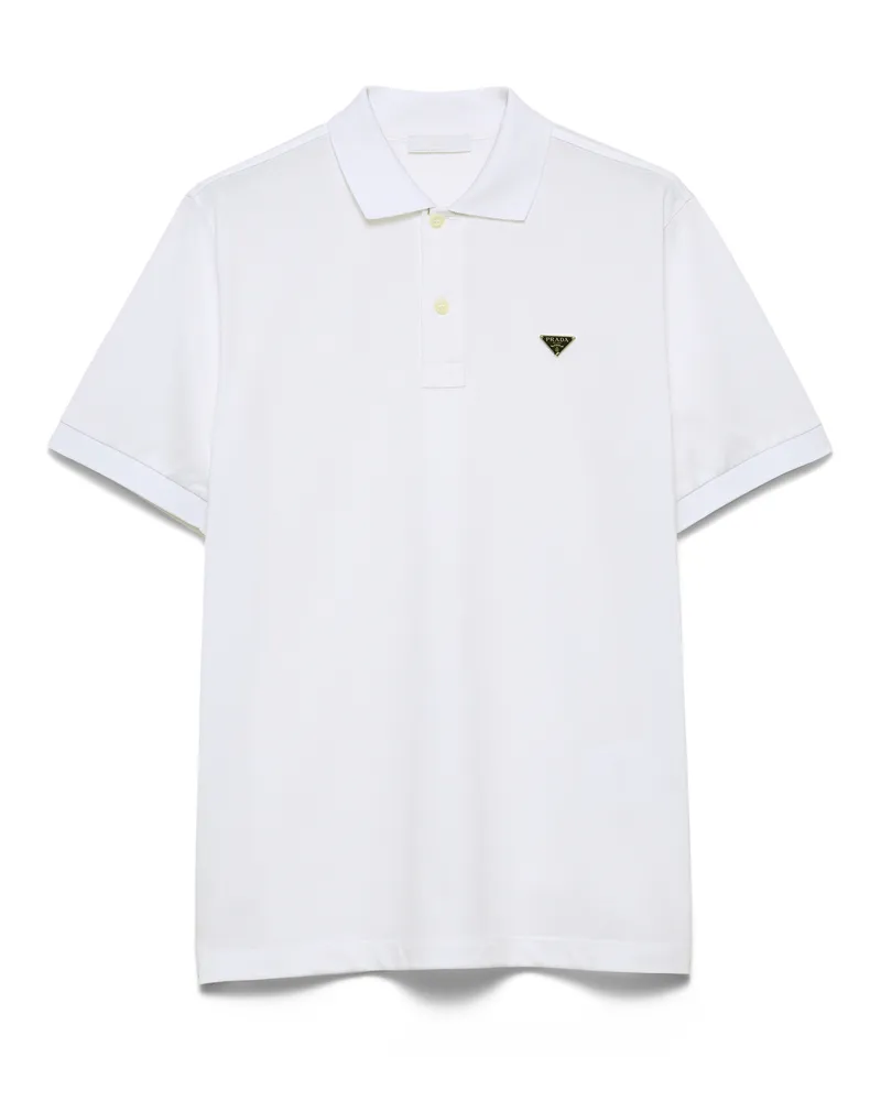 Prada Poloshirt Aus Piqué, Herren, Weiss, Größe Weiss