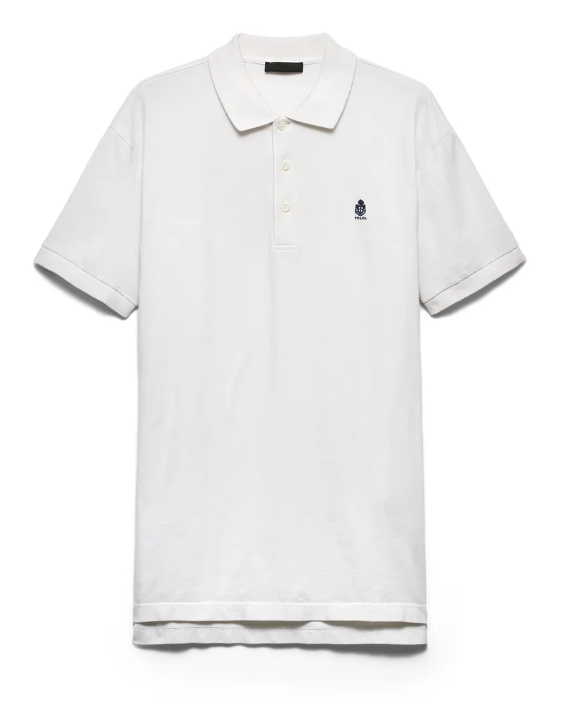 Prada Garment-dyed Poloshirt Aus Baumwolle, Herren, Kalkweiss, Größe Kalkweiss