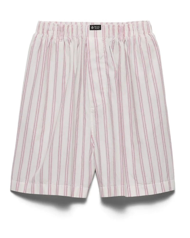 Prada Bermudas Aus Popeline, Herren, Elfenbein/tamarinde, Größe Elfenbein