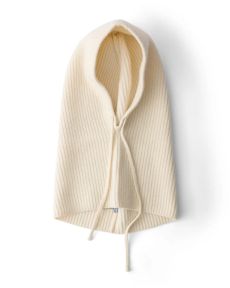 Prada Strickkapuze Aus Wolle Und Kaschmir, Damen, Natur Natur