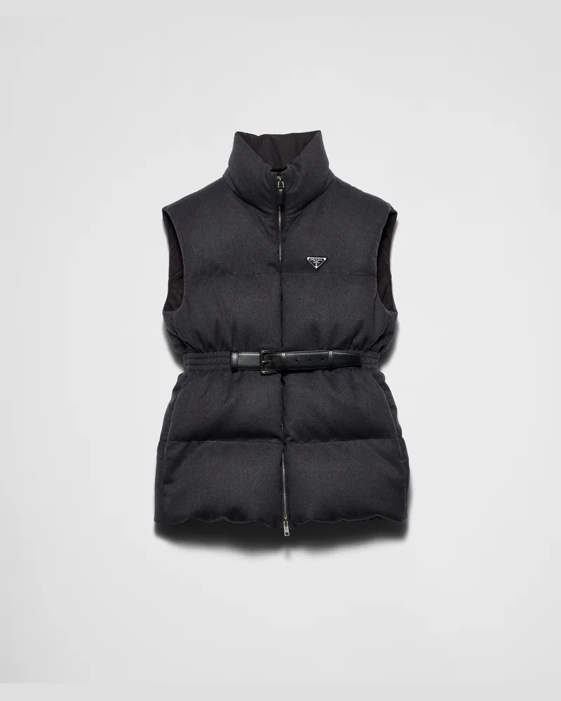 Prada Daunenweste aus Flanell Schiefergrau