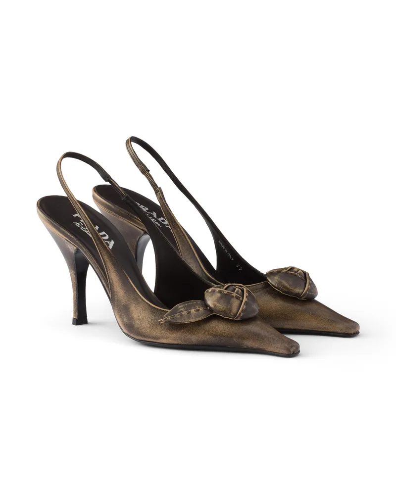 Prada Slingback-pumps Aus Leder, Damen, Taubengrau, Größe Taubengrau