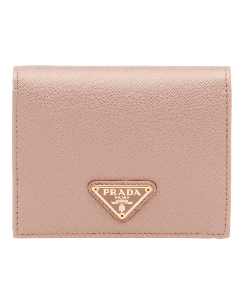 Prada Kleines Portemonnaie Aus Saffiano Leder, Damen, Puderrosa Puderrosa