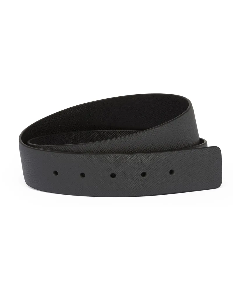 Prada Gürtelband Zum Wenden Aus Saffiano-leder, Herren, Anthrazitgrau/schwarz, Größe Anthrazitgrau