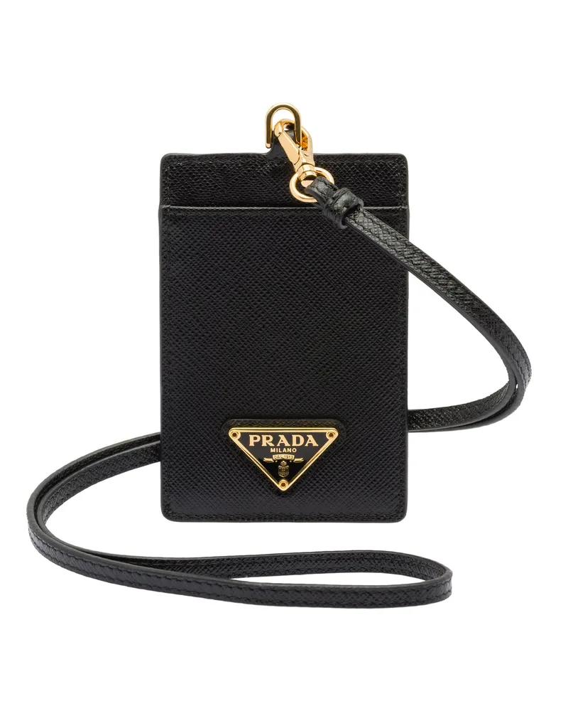 Prada Ausweisetui Aus Saffiano Leder, Damen, Schwarz Schwarz