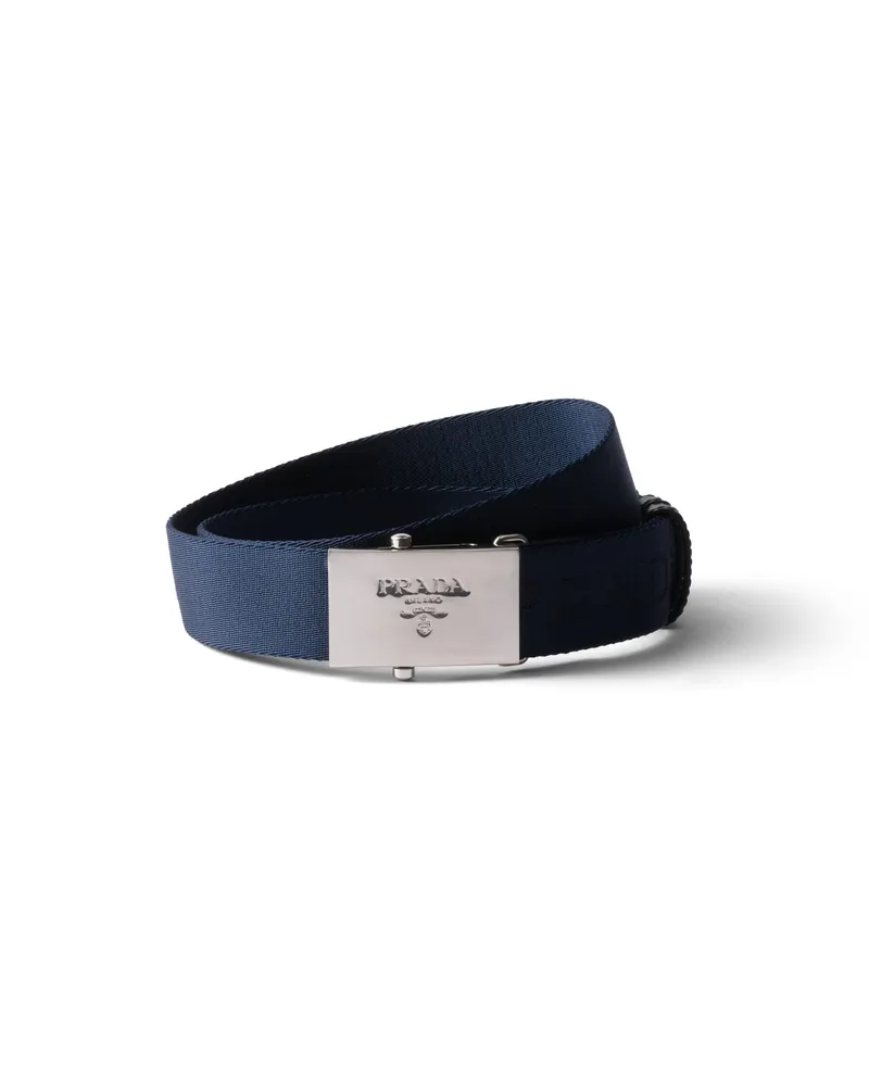 Prada Gürtel Aus Gewebtem Nylon, Herren, Blau, Größe Blau