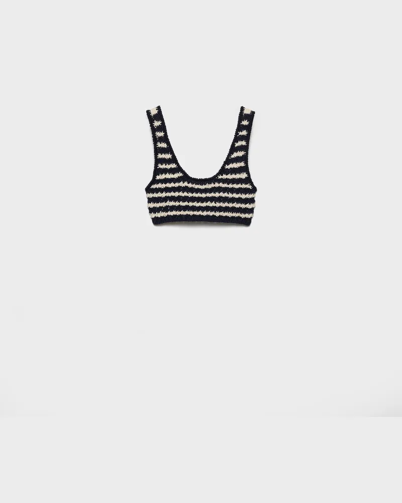 Prada Gehäkeltes Crop-Top aus Baumwolle Blau