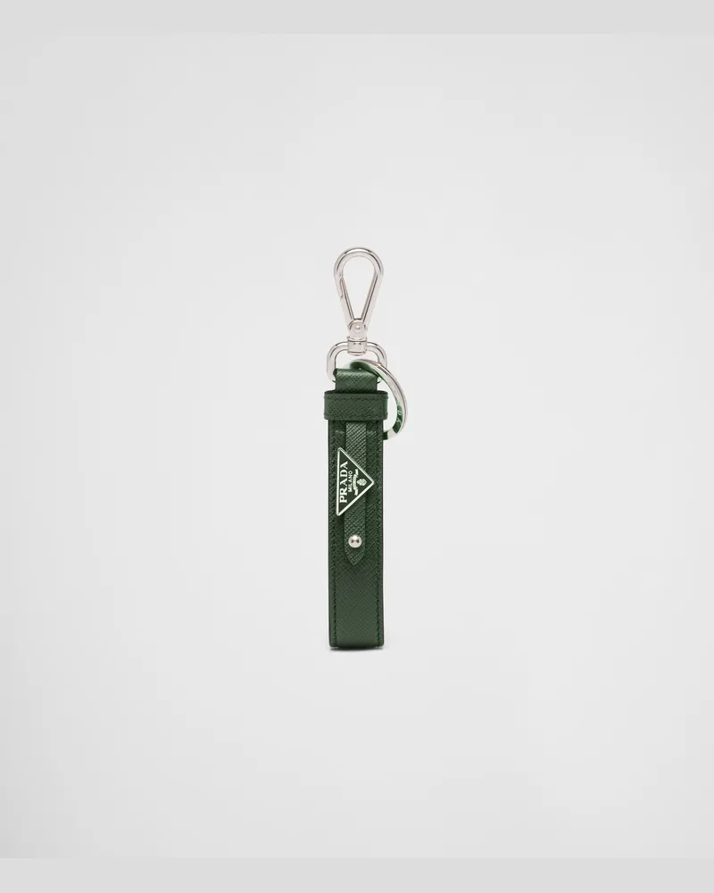 Prada Schlüsselanhänger aus Saffiano-Leder Smaragdgrün