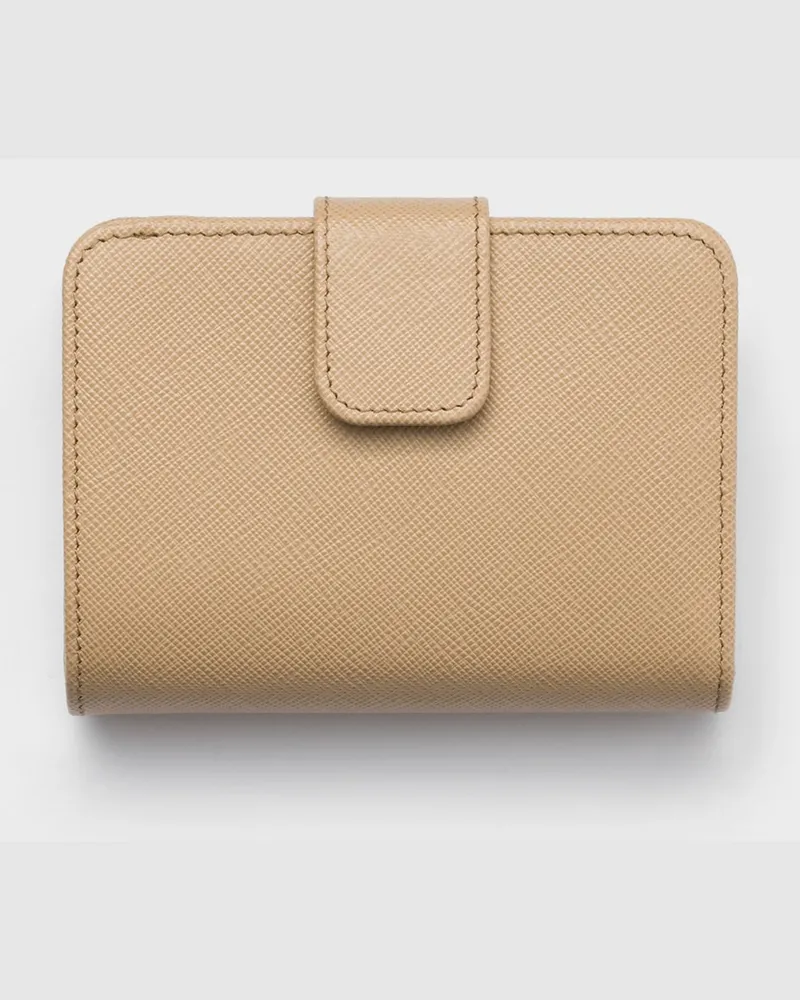 Prada Portemonnaie aus Saffiano-Leder Sand