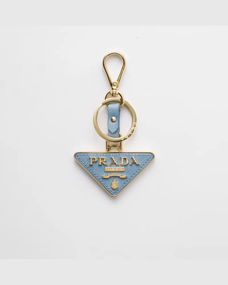 Prada Schlüsselanhänger aus Saffiano Leder Astralblau