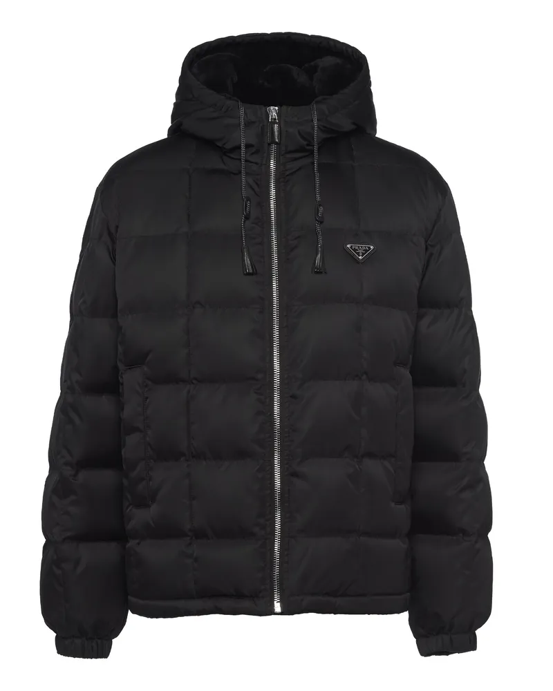 Prada Mittelschwere Daunenjacke Aus Re-nylon, Herren, Schwarz, Größe Schwarz