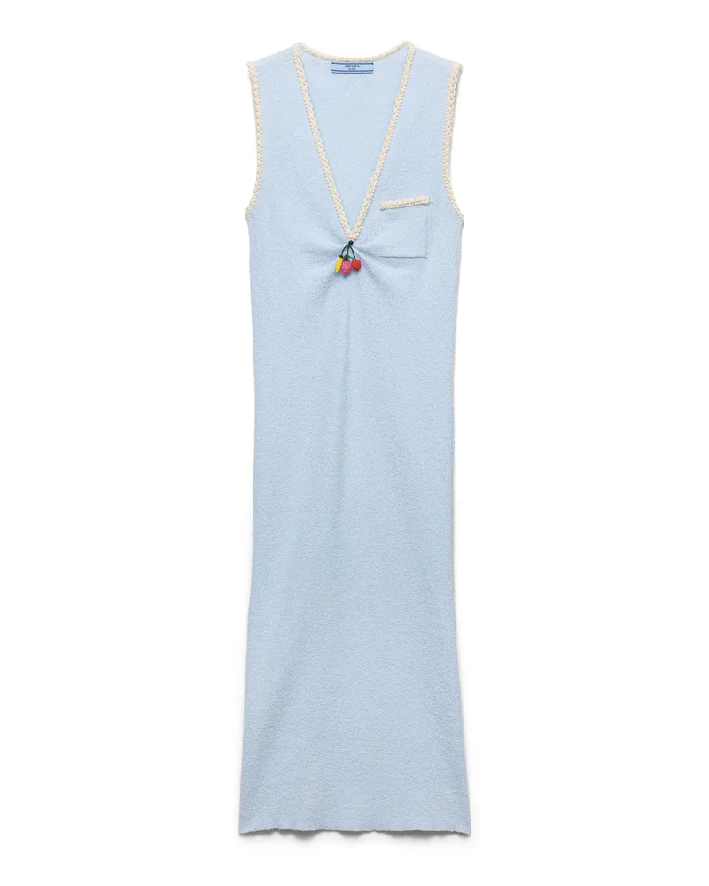 Prada Kleid Aus Baumwoll-bouclé, Damen, Himmelblau, Größe Himmelblau