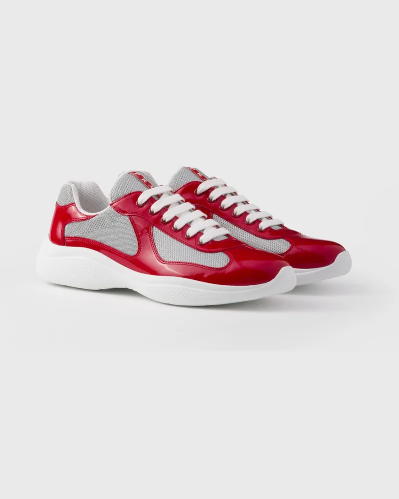 Prada America’s Cup Sneaker aus Lackleder und Funktionsgewebe Rot
