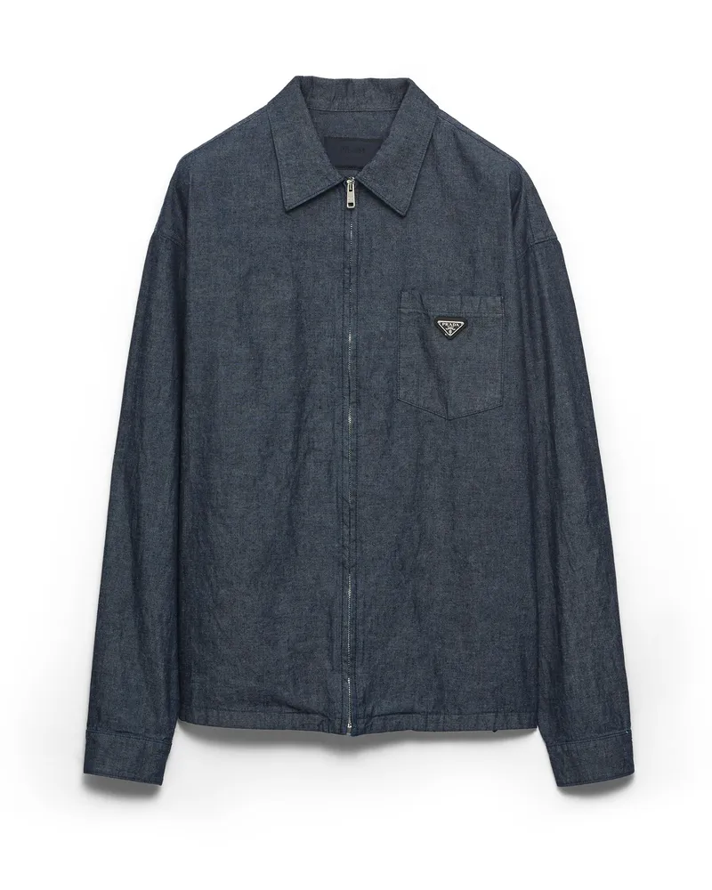 Prada Hemd Aus Chambray, Herren, Blau, Größe Blau