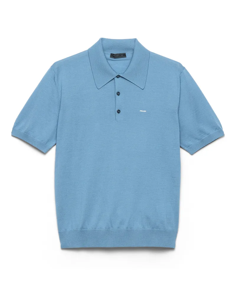Prada Poloshirt Aus Superfine-wool, Herren, Fliegerblau, Größe Fliegerblau