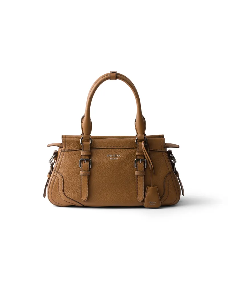 Prada Große Tote Bag Aus Leder, Damen, Karamell Karamell