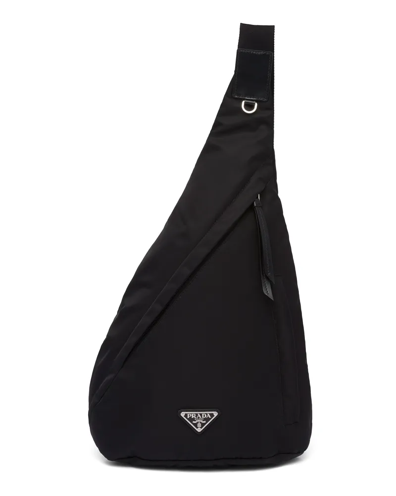 Prada Rucksack Aus Re-nylon Und Leder, Herren, Schwarz Schwarz