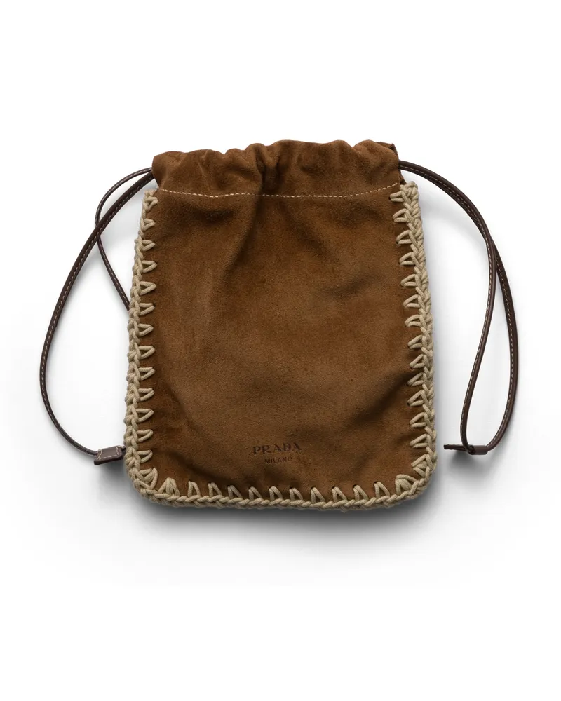 Prada Smartphone-hülle Aus Wildleder, Damen, Kakaobraun Kakaobraun