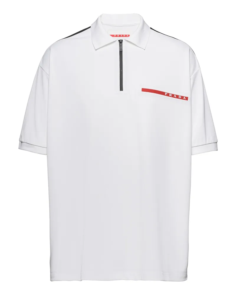 Prada Poloshirt Aus Piqué, Herren, Weiss, Größe Weiss