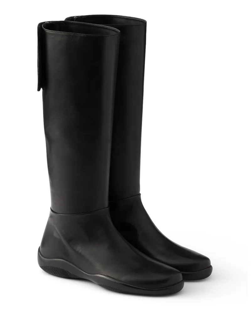 Prada Stiefel Aus Nappa-leder Toblach, Damen, Schwarz, Größe Schwarz