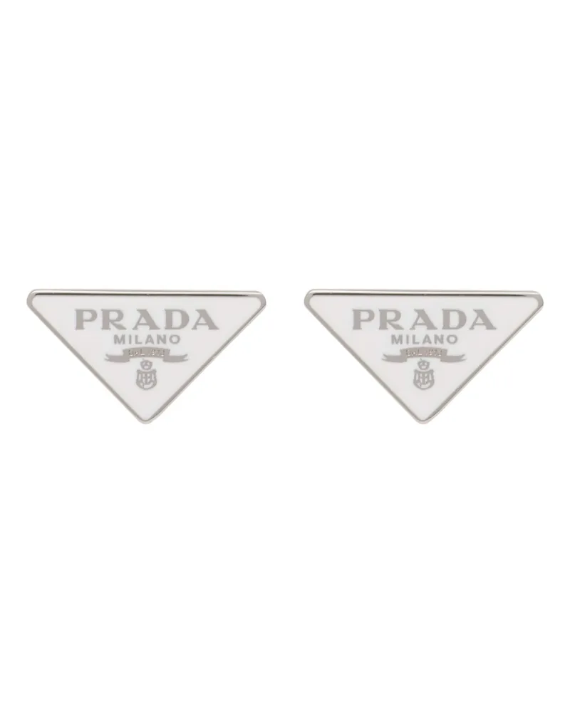 Prada Smalto Jewels Ohrringe, Damen, Weiss Weiss