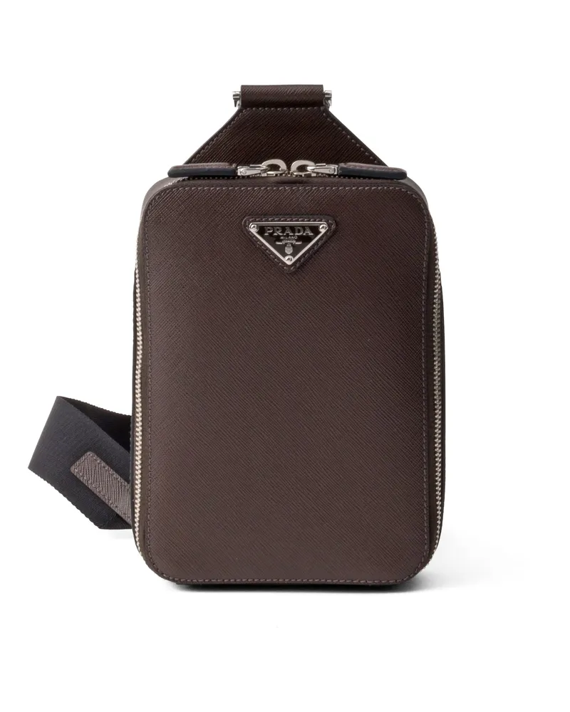Prada Brique Tasche Aus Saffiano-leder, Herren, Kaffeebraun Kaffeebraun