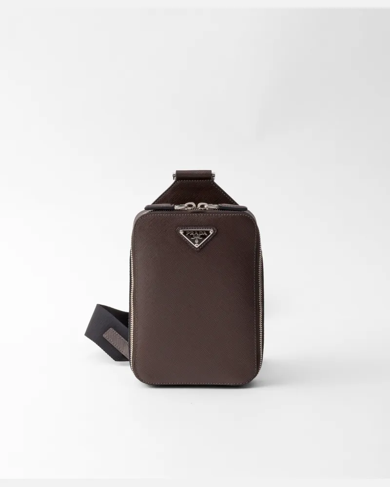 Prada Brique Tasche aus Saffiano-Leder Kaffeebraun