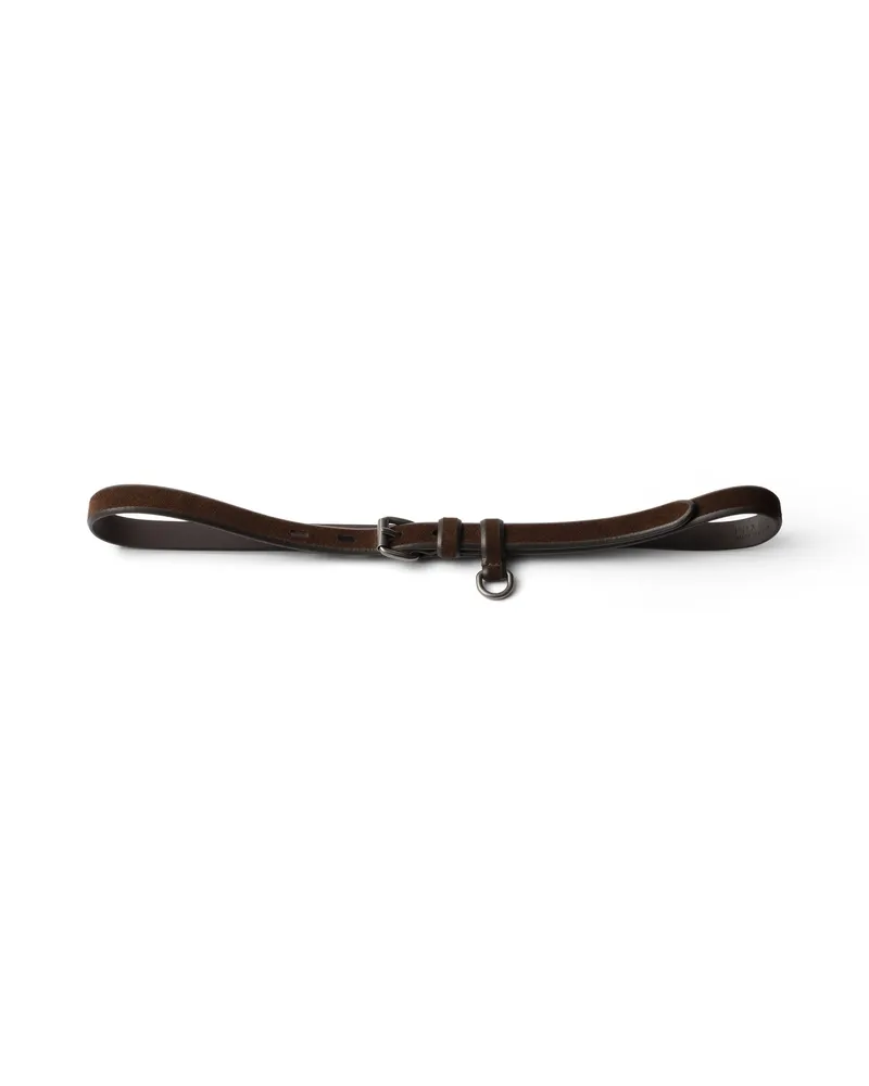 Prada Gürtel Aus Wildleder, Damen, Dunkelbraun, Größe Dunkelbraun