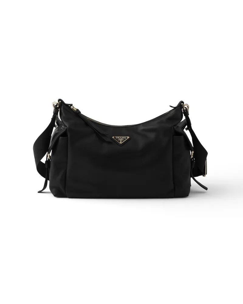Prada Große  Explore Tasche Aus Nappa-leder, Damen, Schwarz Schwarz