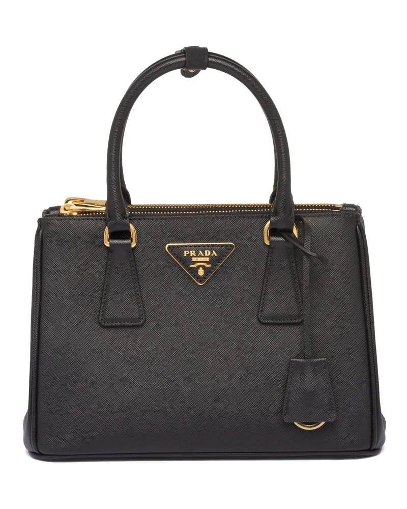 Prada Kleine  Galleria Tasche Aus Saffiano-leder, Damen, Schwarz Schwarz