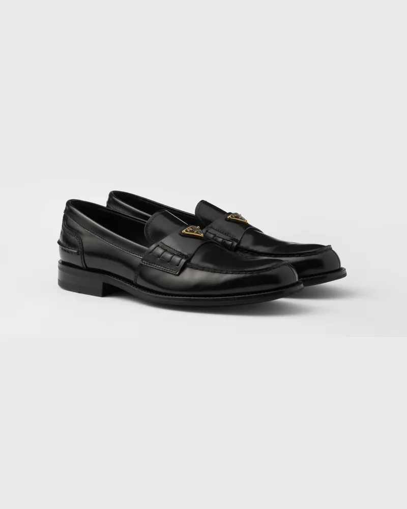Prada Loafer aus gebürstetem Leder Schwarz