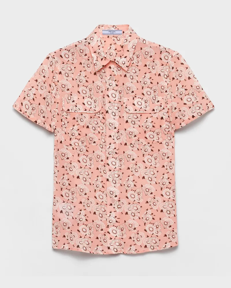 Prada Hemd aus Georgette mit Blumenmuster Kamelie
