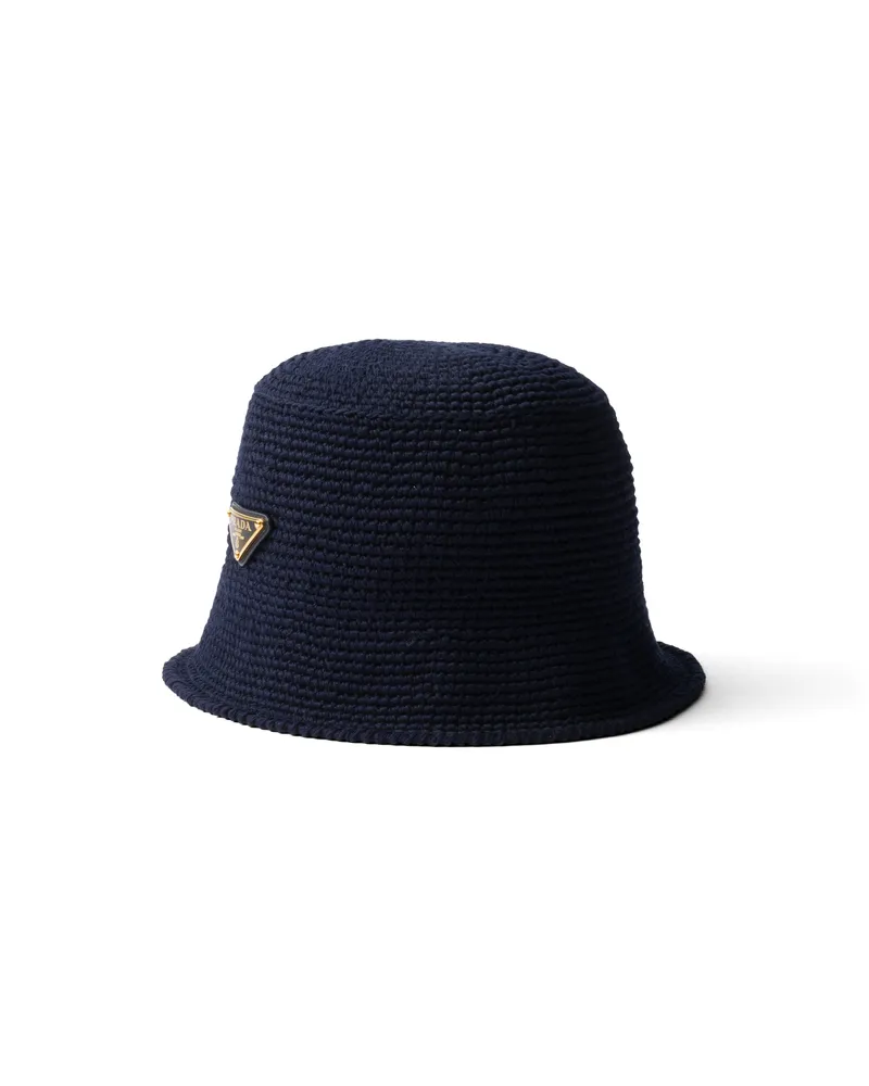 Prada Gehäkelter Fischerhut, Damen, Blau, Größe Blau