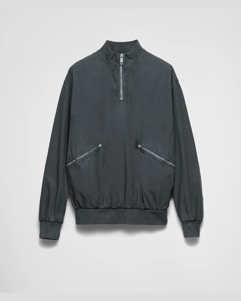 Prada Blousonjacke aus Baumwolle Bleigrau