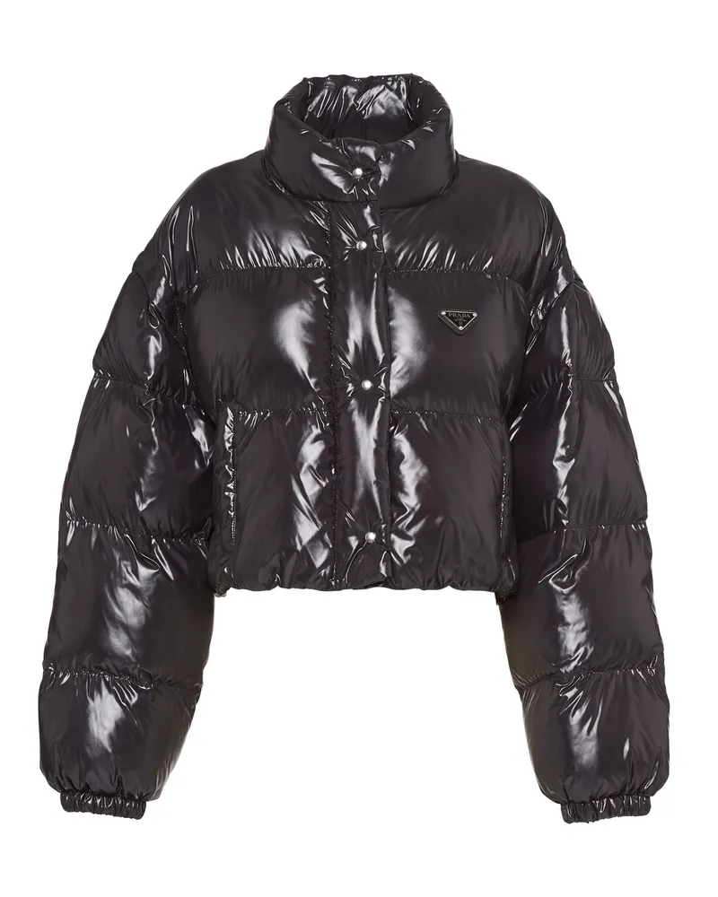 Prada Kurze Wandelbare Daunenjacke Aus Re-nylon, Damen, Schwarz, Größe Schwarz