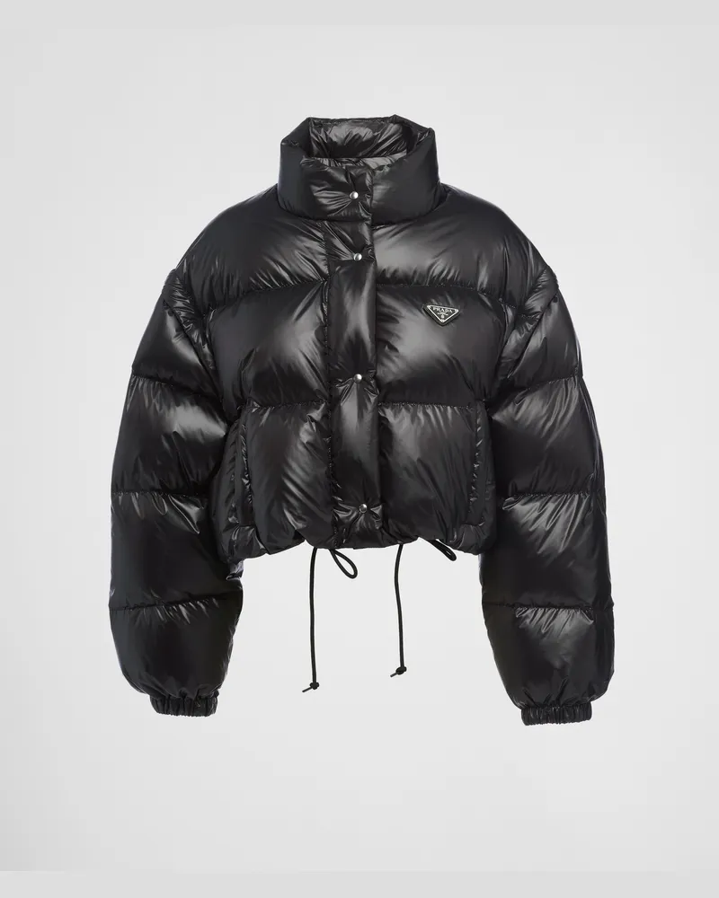 Prada Kurze wandelbare Daunenjacke aus Re-Nylon Schwarz
