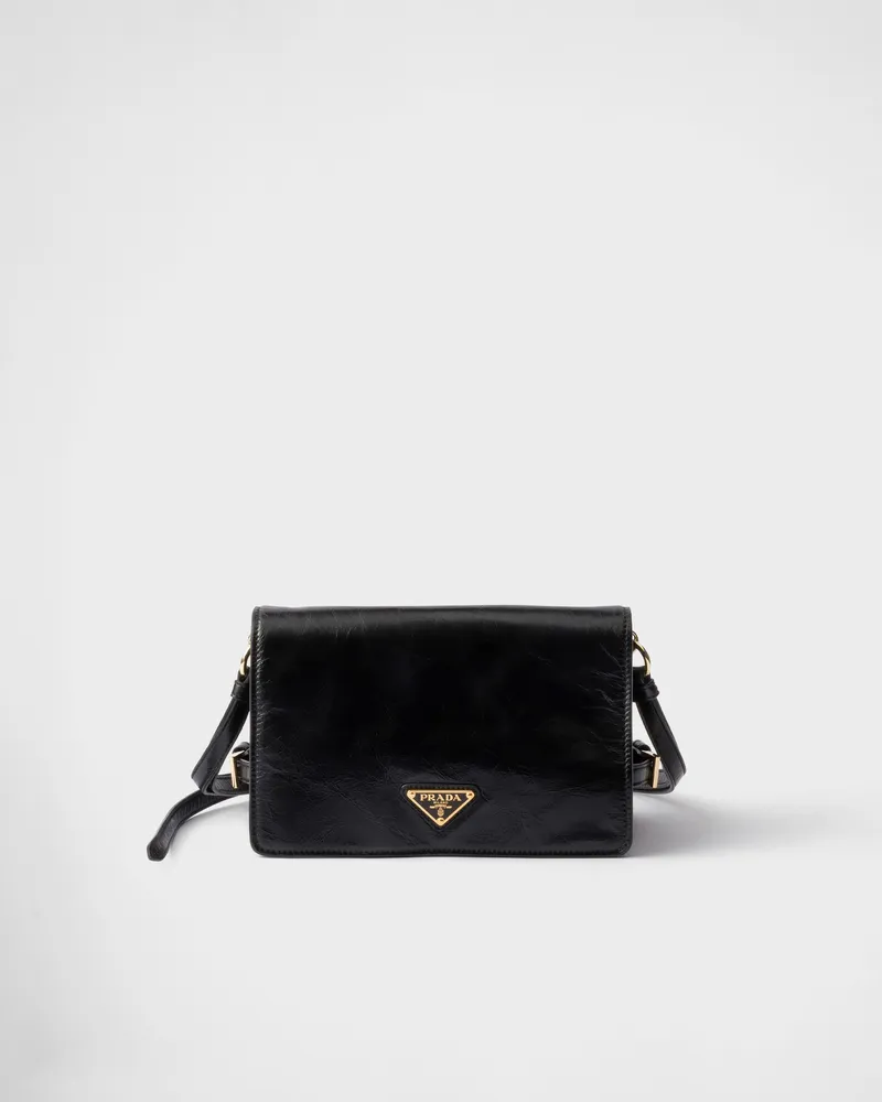 Prada Schultertasche aus Leder Schwarz