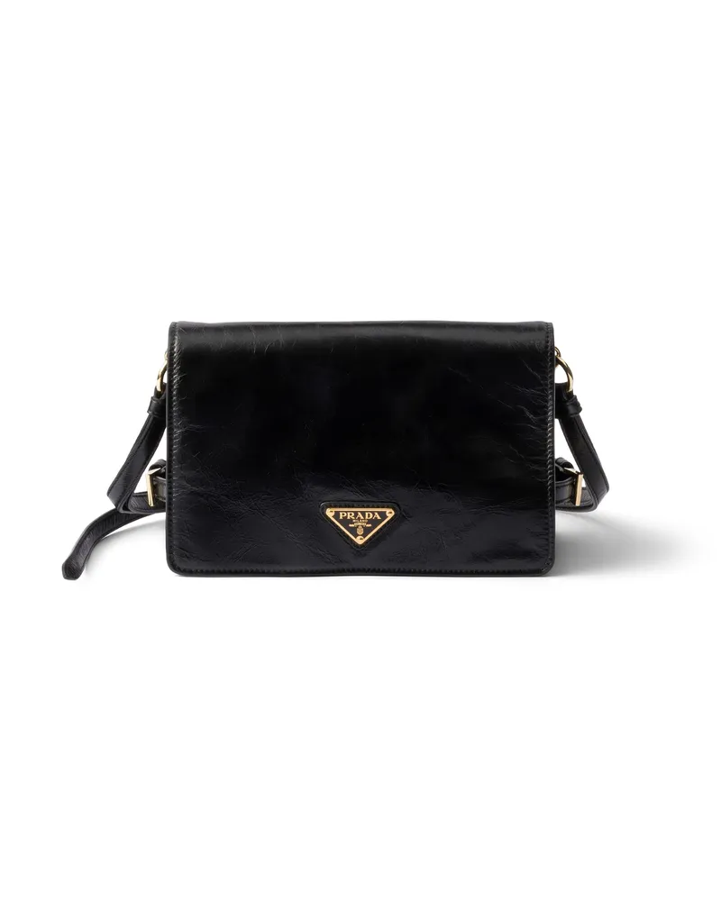 Prada Schultertasche Aus Leder, Damen, Schwarz Schwarz