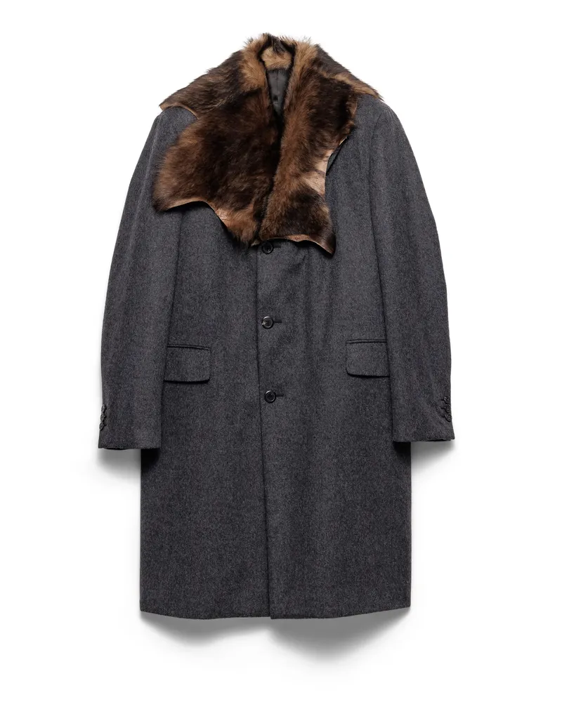 Prada Einreihiger Mantel Aus Wolle, Herren, Anthrazitgrau, Größe Anthrazitgrau