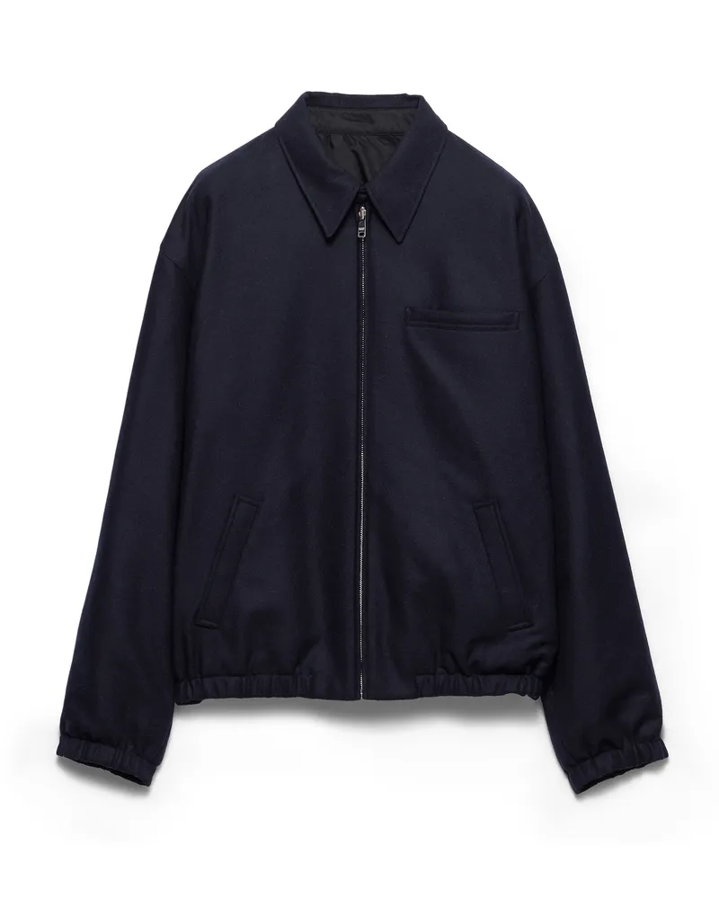 Prada Blousonjacke Aus Re-wool, Herren, Blau, Größe Blau